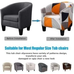 AIDUCHO Housse De Fauteuil Extensible Housse De Chaise Imprimé Amovible Lavable Housse De Canapé Modern Revêtement De Fauteuil Pour Comptoir De Bar Salon Salle à Manger Réception Bureau (1#) -banc et tabouret Soldes Boutique 58489459 3