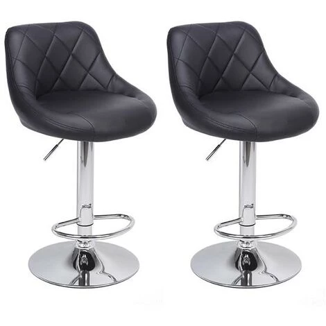 YOOUYIDA Tabouret De Bar Lot De 2 En Velours, 2 Tabourets De Cuisine Hauteur Réglable,Adjustable High Type With Disk No Armrest Rhombus Backrest Design Bar Stools Black 3 YOOUYIDA Tabouret De Bar Lot De 2 En Velours, 2 Tabourets De Cuisine Hauteur Réglable,Adjustable High Type With Disk No Armrest Rhombus Backrest Design Bar Stools Black