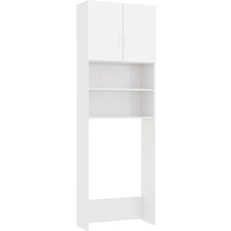 NOVA Armoire à Laver Avec Portes Et Compartiments Ouverts. Meuble De Machine à Laver Blanc Brillant 64x25,5x190 Cm 4 NOVA Armoire à Laver Avec Portes Et Compartiments Ouverts. Meuble De Machine à Laver Blanc Brillant 64x25,5x190 Cm – Image 2