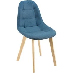 NOVA Réglez 2 Chaises De Tissu Rembourrées Dans La Salle à Manger Salon Des Jambes En Bois Couleur : Bleu -banc et tabouret Soldes Boutique 58597518 3
