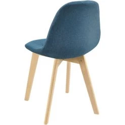 NOVA Réglez 2 Chaises De Tissu Rembourrées Dans La Salle à Manger Salon Des Jambes En Bois Couleur : Bleu -banc et tabouret Soldes Boutique 58597518 5