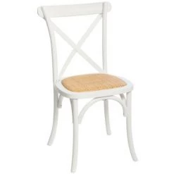 Chaise Bistrot Isak Bois Blanc Et Cannage Atmosphera - Blanc - Blanc Et Naturel