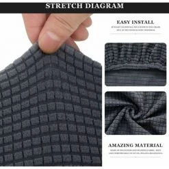 ENLENK Housse De Chaise De Salle à Manger Housse De Chaise Extensible Couverture De Chaise Pour Cuisine,Salon, Bureau, Salle à Manger(Gris,4 Pieces) -banc et tabouret Soldes Boutique 58843129 3