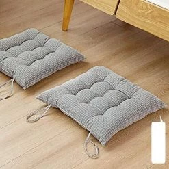 ENLENK 43 X 43 X 8 Cm Coussin De Chaise Avec Sangles, Housse De Coussin De Chaise De Jardin Universelle En Coton Et Lin, Facile à Nettoyer, Intérieur Extérieur Bureau Tatami Cuisine Tapis De Jardin Marron Clair -banc et tabouret Soldes Boutique 58844907 3