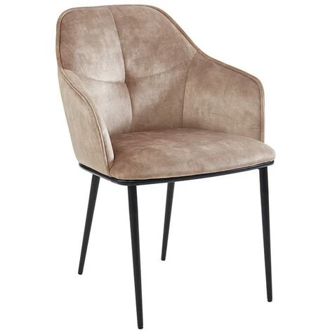 VENTE-UNIQUE.COM Lot De 2 Chaises Avec Accoudoirs - Velours Et Métal - Beige - ELERINA - Beige 6 VENTE-UNIQUE.COM Lot De 2 Chaises Avec Accoudoirs - Velours Et Métal - Beige - ELERINA - Beige – Image 4