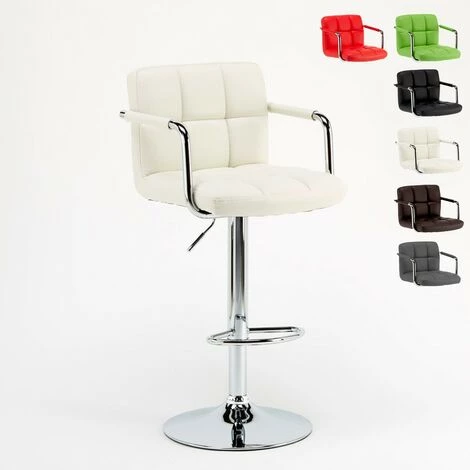 SUPERSTOOL Tabouret Pour Bar Cuisine Haut Pivotant Réglable Avec Dossier Et Accoudoirs Las Vegas | Blanc 3 SUPERSTOOL Tabouret Pour Bar Cuisine Haut Pivotant Réglable Avec Dossier Et Accoudoirs Las Vegas | Blanc
