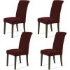 HIASDFLS Housse De Chaise Extensible Lot De 4, Housse Chaise Extensibles Amovibles Pour Chaise De Salle À Manger, Housses De Chaises Pour Hôtel, Cérémonie, Banquet, Cuisine, Restaurant, Rouge Foncé