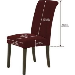 HIASDFLS Housse De Chaise Extensible Lot De 4, Housse Chaise Extensibles Amovibles Pour Chaise De Salle À Manger, Housses De Chaises Pour Hôtel, Cérémonie, Banquet, Cuisine, Restaurant, Rouge Foncé -banc et tabouret Soldes Boutique 59250150 4