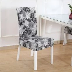 AOUGO Housse De Chaise De Salle à Manger élastique 6pcs Housse De Chaise Universelle Imprimée Housse De Chaise Antidérapante Pour La Maison Hôtel Restaurant - Summer Love Gris