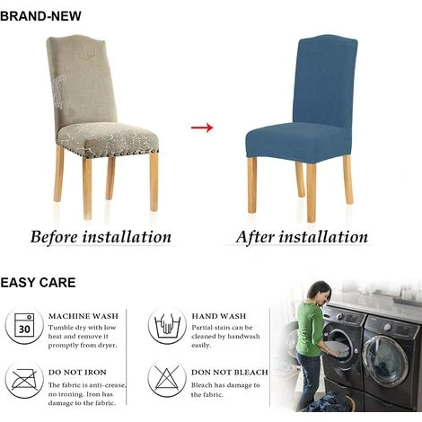 ZOLGINAH Housse De Chaise 6 Pièces,Salle à Manger Stretch Extensible Antidérapante Couverture De Chaise,Housse De Salle à Manger Amovible Lavable Housse De Chaise Pour Salle(6 Pièces,Bleu Denim) 7 ZOLGINAH Housse De Chaise 6 Pièces,Salle à Manger Stretch Extensible Antidérapante Couverture De Chaise,Housse De Salle à Manger Amovible Lavable Housse De Chaise Pour Salle(6 Pièces,Bleu Denim) – Image 5