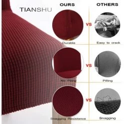 ZOLGINAH Housse De Chaise 6 Pièces,Salle à Manger Stretch Extensible Antidérapante Couverture De Chaise,Housse De Salle à Manger Amovible Lavable Housse De Chaise Pour Salle à Manger(6 Pièces,Rouge Foncé) -banc et tabouret Soldes Boutique 59345407 4