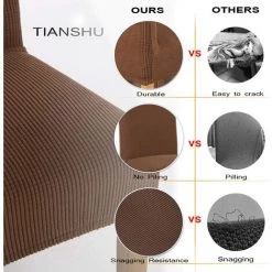 ZOLGINAH Housse De Chaise 6 Pièces,Salle à Manger Stretch Extensible Antidérapante Couverture De Chaise,Housse De Salle à Manger Amovible Lavable Housse De Chaise Pour Salle(6 Pièces,café) -banc et tabouret Soldes Boutique 59345410 4