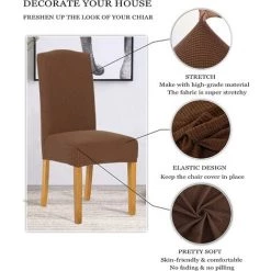 ZOLGINAH Housse De Chaise 6 Pièces,Salle à Manger Stretch Extensible Antidérapante Couverture De Chaise,Housse De Salle à Manger Amovible Lavable Housse De Chaise Pour Salle(6 Pièces,café) -banc et tabouret Soldes Boutique 59345410 5