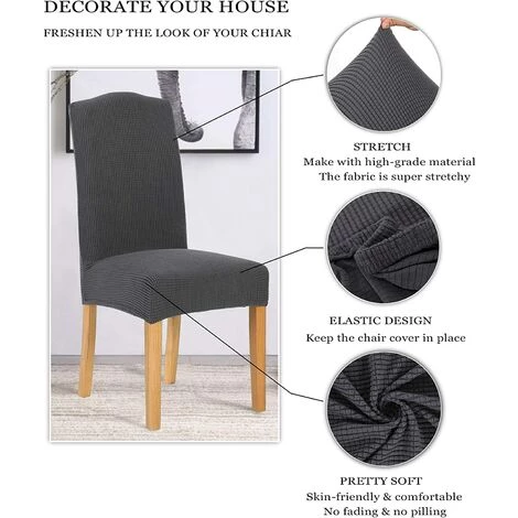 ZOLGINAH Housse De Chaise 6 Pièces,Salle à Manger Stretch Extensible Antidérapante Couverture De Chaise,Housse De Salle à Manger Amovible Lavable Housse De Chaise Pour Salle(6 Pièces,Gris) 7 ZOLGINAH Housse De Chaise 6 Pièces,Salle à Manger Stretch Extensible Antidérapante Couverture De Chaise,Housse De Salle à Manger Amovible Lavable Housse De Chaise Pour Salle(6 Pièces,Gris) – Image 5