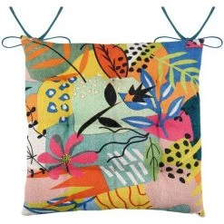 LOVELY CASA Lot De 4 Galettes De Chaise 9 Points 40x40 Popart Canard Coton - Bleu