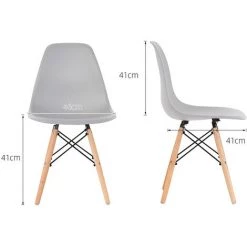 Aqrau Lot De 6 Chaise, Table à Manger - Pieds Bois - Gris -banc et tabouret Soldes Boutique 59403497 3
