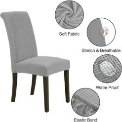 LONGZIMING Housse De Chaise Extensible Lot De 4, Housse Chaise Extensibles Amovibles Pour Chaise De Salle à Manger, Housses De Chaises Pour Hôtel, Cérémonie, Banquet, Cuisine, Restaurant, Maison, Argent -banc et tabouret Soldes Boutique 59463967 2
