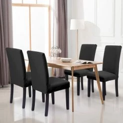 CATHERINE 2pcs Housse De Chaise Housse De Chaise De Salle à Manger Universelle, Extensible (Noir) -banc et tabouret Soldes Boutique 59489568 2