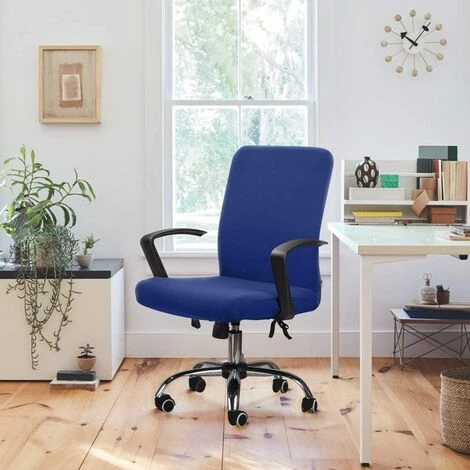 HEGUYEY Housse Pour Chaise De Bureau Housse De Fauteuil Rotatif Housse Tissu élastique Amovible Housse De Chaise Extensible Slipcover Chair Cover Protector Pour Chaise De Bureau Accoudoirs Chaise-Bleu,2PCS-M 4 HEGUYEY Housse Pour Chaise De Bureau Housse De Fauteuil Rotatif Housse Tissu élastique Amovible Housse De Chaise Extensible Slipcover Chair Cover Protector Pour Chaise De Bureau Accoudoirs Chaise-Bleu,2PCS-M – Image 2