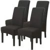 HEGUYEY Housse De Chaise De Salle à Manger Lot De 4 Pack Noir, Housse Pour Grande Chaise Universelle Et Extensible Parfait Pour Protéger Couvre Les Meubles De Mariage Hôtel Restaurant Salon