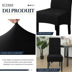 HEGUYEY Housse De Chaise De Salle à Manger Lot De 4 Pack Noir, Housse Pour Grande Chaise Universelle Et Extensible Parfait Pour Protéger Couvre Les Meubles De Mariage Hôtel Restaurant Salon -banc et tabouret Soldes Boutique 59603774 3