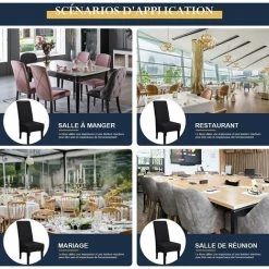 HEGUYEY Housse De Chaise De Salle à Manger Lot De 4 Pack Noir, Housse Pour Grande Chaise Universelle Et Extensible Parfait Pour Protéger Couvre Les Meubles De Mariage Hôtel Restaurant Salon -banc et tabouret Soldes Boutique 59603774 4