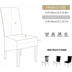 LTS FAFA Housse De Chaise XL Housse D'extension De Salle à Manger Housse De Chaise Amovible Et Lavable à Dossier Haut Gris 6 Pièces -banc et tabouret Soldes Boutique 59654606 2