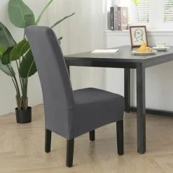 LTS FAFA Housse De Chaise XL Housse D'extension De Salle à Manger Housse De Chaise Amovible Et Lavable à Dossier Haut Gris 6 Pièces -banc et tabouret Soldes Boutique 59654606 5