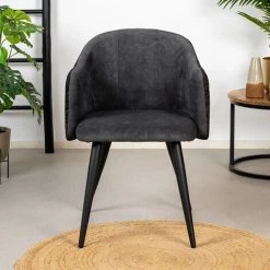 DIMEHOUSE Hanna Chaise Salle à Manger Industrielle Noir Velours - Noir 8 DIMEHOUSE Hanna Chaise Salle à Manger Industrielle Noir Velours - Noir -banc et tabouret Soldes Boutique 59686405 2