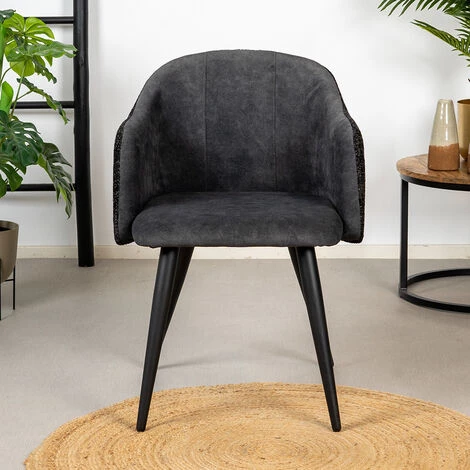 DIMEHOUSE Hanna Chaise Salle à Manger Industrielle Noir Velours - Noir 4 DIMEHOUSE Hanna Chaise Salle à Manger Industrielle Noir Velours - Noir – Image 2