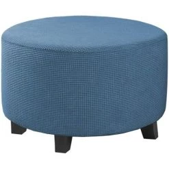 LYCXAMES Housses De Pouf Extensibles Housses De Pouf Rondes Housses De Repose-Pieds Amovibles Housses De Protection Pour Pouf De Rangement Pour Salon (Dusty Blue, X-Large)