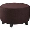 LYCXAMES Housses De Pouf Extensibles Housses De Pouf Rondes Housses De Repose-Pieds Amovibles Housses De Protection Pour Pouf De Rangement Pour Salon (Chocolate, Moyen)