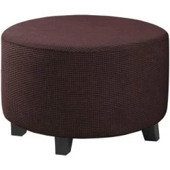 LYCXAMES Housses De Pouf Extensibles Housses De Pouf Rondes Housses De Repose-Pieds Amovibles Housses De Protection Pour Pouf De Rangement Pour Salon (Chocolate, Moyen)