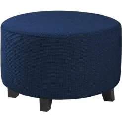 LYCXAMES Housses De Pouf Extensibles Housses De Pouf Rondes Housses De Repose-Pieds Amovibles Housses De Protection Pour Pouf De Rangement Pour Salon (Navy, Moyen)