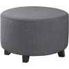 LYCXAMES Housses De Pouf Extensibles Housses De Pouf Rondes Housses De Repose-Pieds Amovibles Housses De Protection Pour Pouf De Rangement Pour Salon (Gray, Grande)