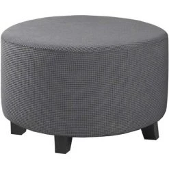 LYCXAMES Housses De Pouf Extensibles Housses De Pouf Rondes Housses De Repose-Pieds Amovibles Housses De Protection Pour Pouf De Rangement Pour Salon (Gray, Grande)