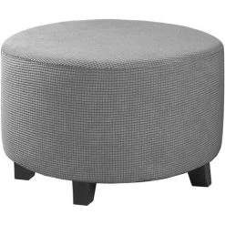LYCXAMES Housses De Pouf Extensibles Housses De Pouf Rondes Housses De Repose-Pieds Amovibles Housses De Protection Pour Pouf De Rangement Pour Salon (Light Grey, Grande)