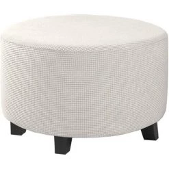 LYCXAMES Housses De Pouf Extensibles Housses De Pouf Rondes Housses De Repose-Pieds Amovibles Housses De Protection Pour Pouf De Rangement Pour Salon (Ivory, X-Large)