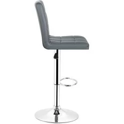 OOBEST Tabouret De Bar, Lot De 4, Chaise, Hauteur Réglable, Revêtement En PU, Rotatif Sur 360°, Avec Dossier Et Repose-Pieds, Piètement Chromé, Gris -banc et tabouret Soldes Boutique 5980775 2