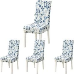 TINOR Housse De Chaise De Salle A Manger,Housse De Chaise Extensible,Couverture De Chaise Haut Decoratives Pour Banquet Hôtel Cuisine Mariage Restaurant (4 Pièces)