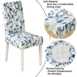 TINOR Housse De Chaise De Salle A Manger,Housse De Chaise Extensible,Couverture De Chaise Haut Decoratives Pour Banquet Hôtel Cuisine Mariage Restaurant (4 Pièces) -banc et tabouret Soldes Boutique 59826501 4