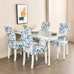 TINOR Housse De Chaise De Salle A Manger,Housse De Chaise Extensible,Couverture De Chaise Haut Decoratives Pour Banquet Hôtel Cuisine Mariage Restaurant (4 Pièces) -banc et tabouret Soldes Boutique 59826501 5