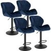 WOLTU Lot De 4 Tabourets De Bar. Siège En Velours Avec Dossier. Pieds En Métal. Hauteur Réglable. Bleu