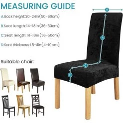 PERLE RARE Housses De Chaise De Salle à Manger Super Douces Et Extensibles - En Velours - Protection De Chaise Moderne - Protection De Chaise Extensible (4, Noir) -banc et tabouret Soldes Boutique 59967466 3