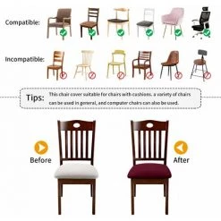 BENOBBY KIDS Lot De 6 Housses De Siège De Chaise En Jacquard Extensible, Housses De Coussin De Siège De Chaise De Salle à Manger Anti-poussière Amovibles Et Lavables (6, Rouge),11 -banc et tabouret Soldes Boutique 59993966 3