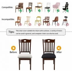 BENOBBY KIDS Lot De 6 Housses De Siège De Chaise En Jacquard Extensible, Housses De Coussin De Siège De Chaise De Salle à Manger Anti-poussière Amovibles Et Lavables (6, Noir),11 -banc et tabouret Soldes Boutique 59994071 4