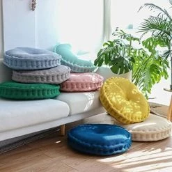 FLYME Coussin De Chaise, 40 Cm Lavable Coton Lin Texture Coussin Rond Coussin De Chaise Rond Pour Jardin Salon Bureau (rose Clair) -banc et tabouret Soldes Boutique 60106493 3