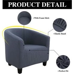 TRIOMPHE 1 Pièce Housse De Canapé Avec Accoudoirs Jacquard Extensible, Housse De Fauteuil Protecteur Canapé Revêtement De Canapé Salon Décor (1 Place, Gris)T-Audace -banc et tabouret Soldes Boutique 60186746 4