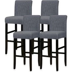 WINBO Housses De Chaise Réutilisables Pour Tabouret De Bar, Lot De 2, Gris