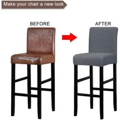WINBO Housses De Chaise Réutilisables Pour Tabouret De Bar, Lot De 2, Gris -banc et tabouret Soldes Boutique 60289641 4